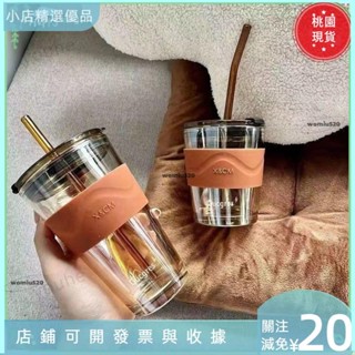 ◆臺灣爆款◆ins北極光 玻璃杯 吸管杯 水杯帶蓋ins風 奶茶杯 吸管水杯 早餐杯 學生 咖啡杯666