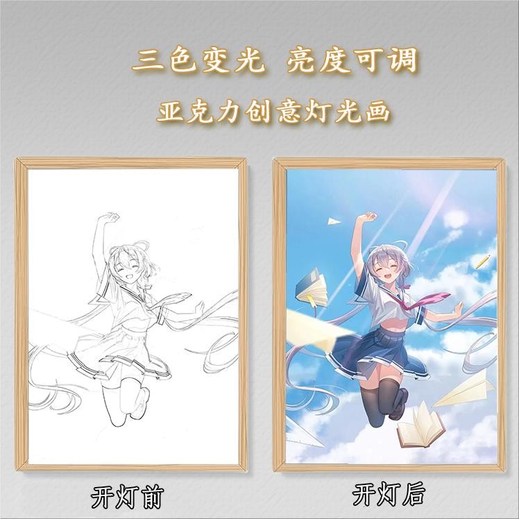 🐼溫蒂 發光洛天依燈 光畫 小夜燈 房間床頭相框燈 氛圍燈 裝飾擺件洛天依禮物 創意禮物 動漫周邊 燈光畫