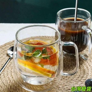 手工製作雙層玻璃杯馬克杯 北歐風防燙隔熱水杯 帶把手 網紅咖啡杯 泡茶杯 耐高溫玻璃杯子女生便攜隨行杯 迷你款110
