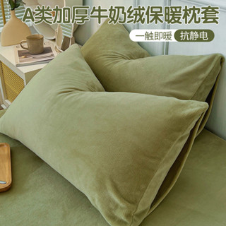 枕頭套 防滑枕巾 保潔枕巾 固定式枕套 透氣可水洗 加厚牛奶絨枕套一對裝家用秋冬珊瑚絨枕頭套單個枕芯內膽罩48x74