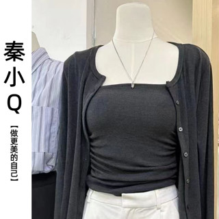 Tianx✨2025年早春秋新款設計感韓係吊帶背心長袖開衫外套女時尚兩件套裝