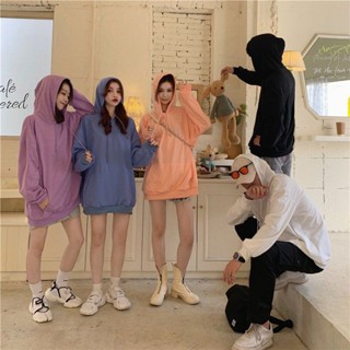 Tianx✨棉質秋冬季純色薄款連帽衛衣女學生大碼寬鬆百搭BF長袖上衣外套潮