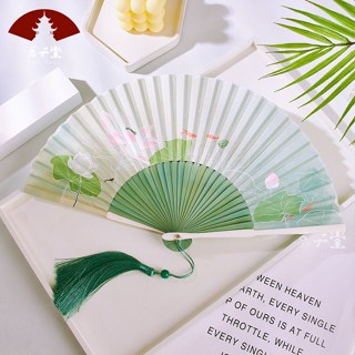 (精品特惠）【1978人好評】夏季荷花古風中國風摺扇夏天漢服旂袍中式扇子兒童折疊舞蹈扇竹扇 A8JZ