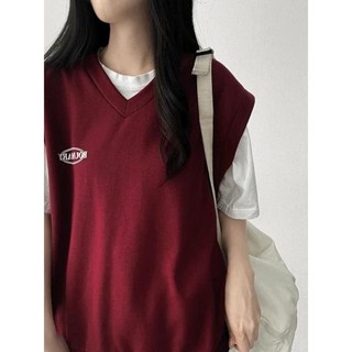 Codibook｜韓國 HIJJOO 復古寬鬆字母印花V領背心［預購］針織外套 sweater-vest 女裝
