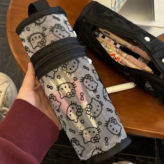 🔥臺灣出貨🔥多用款大容量kitty網紗便攜水桶筆袋化妝包刷包手提可站立耐臟 U9FP