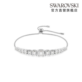 【施華洛世奇SWAROVSKI】Matrix 手鏈 漸層圓形切割 白色 鍍白金色 水晶 生日禮物 官方直營