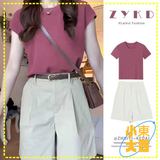臺灣出貨🎀免運 運動套裝 休閒套裝 氣質洋裝 夏季套裝2025新款氣質簡約上衣短袖時尚休閒短褲小個子短款兩件套
