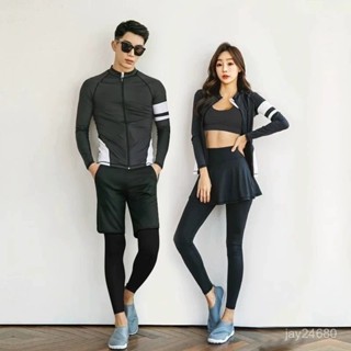 🔥臺灣現出 防曬速幹拉鏈潛水服遊泳衣分體長袖韓國長褲情侶水母衝浪套裝 溫泉泳裝 運動風 衝浪衣 泳衣