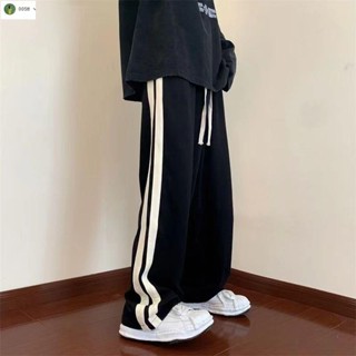 🔥臺灣出貨🔥MIJIU✨學生運動衛褲子男夏季港風潮流百搭寬松直筒褲潮側邊條紋闊腿長褲