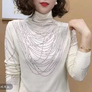女式襯衫長袖wanita Baju上衣T恤高圓領O領修身T恤夏季薄款上衣T恤服裝T恤T恤純色 #288