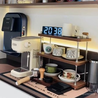 【桌麵置物架】中古實木杯架杯子收納置物架咖啡角餐邊櫃廚房桌麵護膚品整理架子 MXZ0