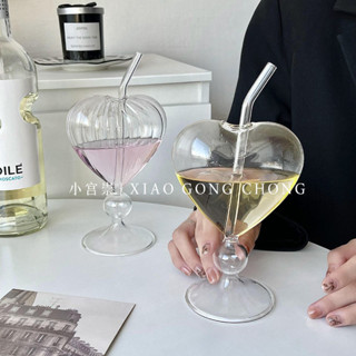 🚚臺灣出貨【8547人收藏】ins風愛心吸管杯高顏值小眾玻璃杯水杯飲料杯果汁杯冷飲杯咖啡杯 CK韓物社