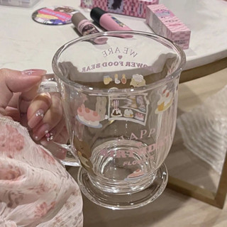 🚚臺灣出貨【30天熱銷4.9萬件】青蘋果防燙可愛小熊蛋糕玻璃杯ins杯子高顏值設計卡通大容量便攜 CK韓物社
