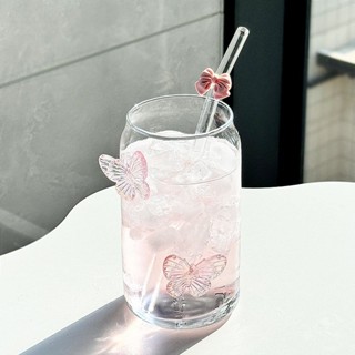 🚚臺灣出貨【1847人好評】ins蝴蝶結玻璃杯水杯高顏值家用冷飲果汁杯可愛杯子牛奶咖啡杯子 CK韓物社