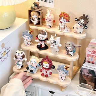 🌸臺灣下殺價🌸盲盒實木收納盒展示架收納階梯手辦擺件桌麵泡泡瑪特多肉玩偶架子 HZZF