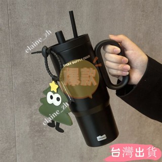 咖啡隨行杯絢青新款不銹鋼保溫杯大容量水杯子吸管水杯車載隨行咖啡杯女elaine_zh