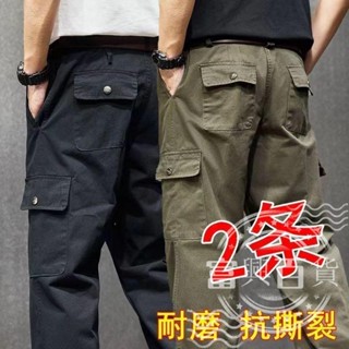 【臺灣發貨】耐磨耐髒工作服裝男迷彩褲建築工地電焊工多口袋直筒工裝褲 工作褲 休閒褲 男生長褲大尺碼