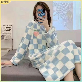 新店特惠✨可外穿珊瑚絨睡衣女秋冬季睡裙新款可愛刷毛加厚法蘭絨家居服睡衣內衣長袖睡衣法蘭絨睡衣居家服家居服睡裙