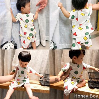 Honey Boy☀蠟筆小新睡衣 兒童睡衣 柔軟短袖套裝 女童睡衣 可愛 兒童睡衣套裝 男童睡衣 兒童居家服 家居服 中