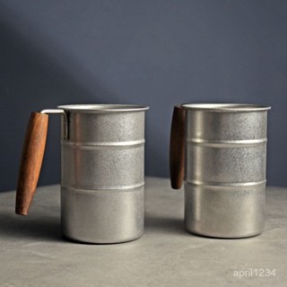蝦皮最低價304不銹鋼木柄馬克杯 家用戶外野營隨手杯咖啡杯水杯日式複古做舊