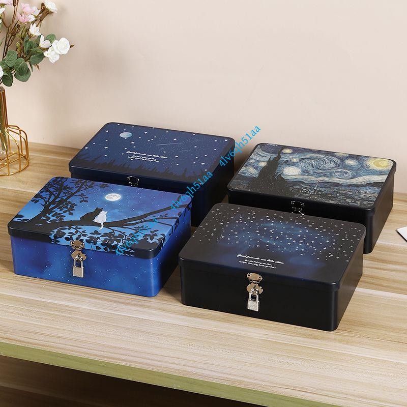 好物推薦 熱賣 帶鎖小箱子 防盜保險櫃 傢用小型帶鎖收納盒 存錢鐵盒 超市收銀箱4lv6qh51aa