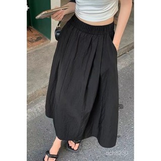 正妹必入！日係裙子 鬆緊腰半身裙 山本風日式工裝裙女文藝中長版大擺傘裙夏季新款複古半身長裙 日係裙子 學院風裙裝0519