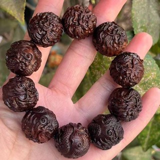 💯臺灣出貨💯沉香木越南芽莊手鍊 手串雕刻佛珠 龍珠男士收藏沉水級 20cm沉香木手鍊