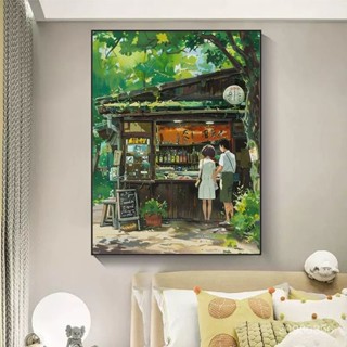 新品促銷 客製 diy數字油畫 宮崎駿夏天數字油畵diy填色畵畵卡通手工繪填充丙烯油彩 無框畫 客廳裝飾畫掛畫