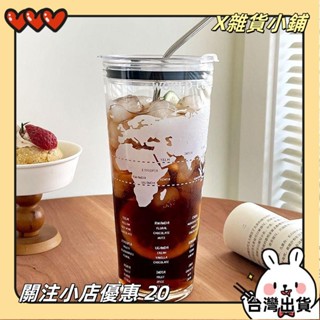 【臺灣出貨】+發票1000ml大容量玻璃吸管杯 帶蓋珍奶杯 家用耐熱水杯子 耐高溫 密封隨手杯 防漏咖啡杯 玻璃隨行杯