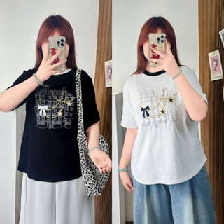 💎桃園出貨💎200斤胖妹妹夏季新款韓版時尚小香風短袖大碼女裝小眾T恤上衣 臺灣本土 GUEY