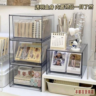 ❤️豐都出品❤️免運案頭透明收納盒 亞克力透明抽屜式收納 ins風學生宿舍置物架 書桌文具整理盒 便簽卡片整理神器