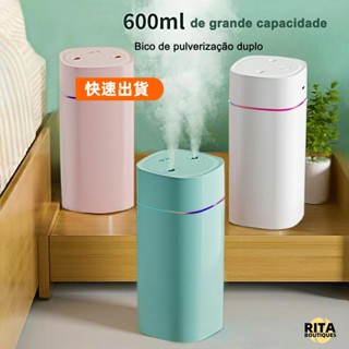 桃園出貨💖超聲波空氣加濕器大型 USB 空氣清新劑,帶便攜式雙噴嘴環境 LED