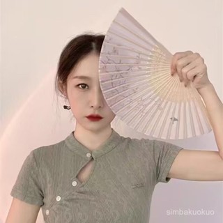 🔥48H出貨 古風摺扇 漢服旂袍扇子 女士扇旂袍漢服配飾舞蹈扇中國古風摺扇櫻花扇子絹布兒童扇子森女