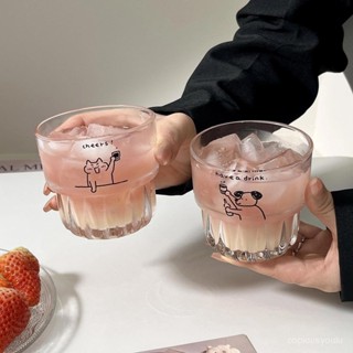 💥爆款💥ins風原創可愛小狗玻璃杯喝水杯子牛奶咖啡早餐燕麥杯果汁飲料杯【新店特惠】