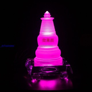 新品*熱銷*水晶玻璃發光底座LED帶線七色變換發光燈座擺件佛像舍利塔底座