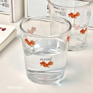 新品🌈耐熱耐冷高款玻璃杯 金魚玻璃杯高顏值透明生日水杯酸奶杯咖啡杯甜品杯冷萃杯子ins風 水杯 飲料杯 咖啡杯 復古