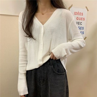 🌸臺灣出貨🌸開衫薄款女2025新款夏季長袖針織上衣防曬毛衣外套冰絲空調衫春秋冰絲外套 夏天外套 涼感外套 女生薄款外套防