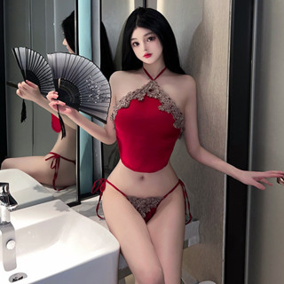 性感肚兜式情趣內衣女火辣免脫誘惑套裝睡衣床上制服