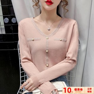 【限時免運】長袖毛衣v領寬鬆毛衣女春秋薄款秋季女裝新款早秋上衣慵懶/低價