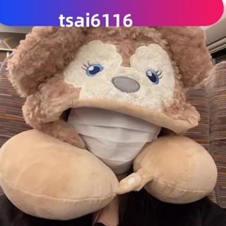 卡通雪莉玫U型枕迪士尼帽子可愛連帽頸枕u形枕飛機高鐵旅行護頸枕