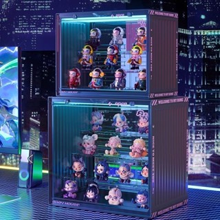 6.4 迷你展示櫃 盲盒收納展示架大容量透明帶蓋亞克力集裝箱泡泡瑪特手辦展示盒櫃 公仔收納盒 模型展示櫃 公仔出清