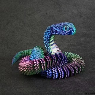 禮物 3d列印蛇新款 蝰蛇擺件關節可動立體動物夜光模型 兒童玩具 臺灣出貨 夜光兒童玩具 炫酷玩具K0604
