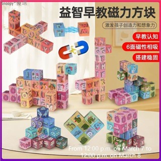 爆款 【六面穩固吸】磁力方塊積木兒童益智早教數字認知拼搭字母磁力拼圖積木玩具禮物 磁力片積木 磁性積木