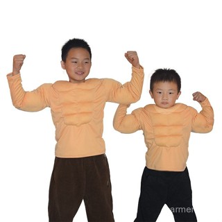 免運 兒童假肌肉上衣男角色扮演舞臺錶演成人腹肌服裝cos帥氣演出衣服