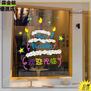 桃園出貨可開發票✨ins風網紅卡通甜品奶茶生日蛋糕店鋪玻璃櫥窗玻璃門裝飾靜電貼紙靜電玻璃貼Lhh41