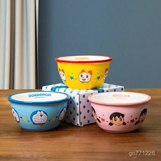 哆啦A夢陶瓷碗盤💝 小叮噹卡通碗家用寶寶兒童早餐碗 新款藍胖子卡通米飯碗 陶瓷餐具 陶瓷釉下彩餐具 卡通陶瓷碗盤