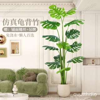 🔥低價熱賣🔥北歐風模擬綠植龜背竹假樹客廳植物盆栽高階輕奢室內裝飾景觀擺件 057Z