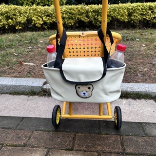 Cute Grid❤ 竹藤推車掛包通用仿藤車儲物筐外出收納配件兒童車收納袋儲物掛袋