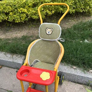 Cute Grid❤ 夏季仿藤手推車草蓆坐墊 兒童嬰兒推車草蓆頭枕配件遛娃車頭枕通用