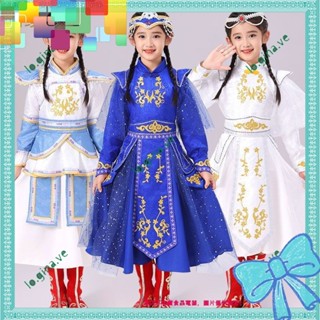 —GINA%YU_🎉新款兒童蒙古草原白馬舞蒙族女童筷子舞少兒袍蒙古族舞蹈表演服冬